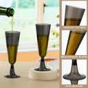 Meanplan 150 Pcs Black Champagne Flutes Disposable Bulk 5 oz Clear Toasting Glasses Plastic Champagne Glasses High Stem Cocktail Cup for Wedding Engagement Birthday Anniversary Graduation Party