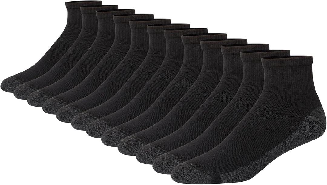 Hanes Men's Max Cushioned Ankle Socks (Multipacks) (Black, M)