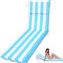 1 Pcs Indoor Outdoor Chaise Lounge Cushions Sponge Bench Outdoor Furniture Chaise Cushions Patio Chair Furniture Replacement (Sky Blue and White Stripes)