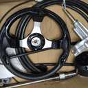 Boat Steering System, 16ft Cable Outboard Steering Kit 3/4"" Standard Tapered Shaft, Boat Steering Control Cable for Yachts, Fishing Boats and Other Watercraft - with Steering Wheel