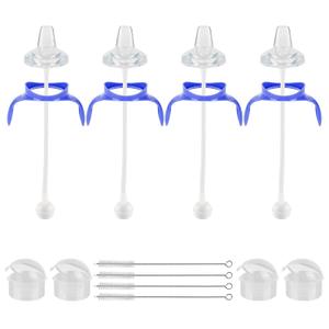 Sippy Cup Conversion Kit for Lansinoh Baby Bottles,Sippy Cup Transition Kit with Weighted Straw, Soft Sippy Nipples and Handles for Toddler, 4 Pack,6m+