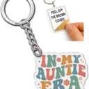 5 x In My Auntie Era Keychain Funny Quote Gifts for Aunt Mother Women Friends Coworker Motivational Inspirational Key Chain Humor Appreciation Keychains Accessories for Car Keys Backpack Bag - 2x2