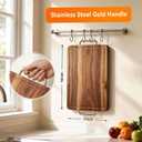 Titanium Cutting Boards for Kitchen, Reversible Acacia Wood Cutting Board, Metal Cutting Boards with Juice Groove and Handle, Versatile Board for Meat and Vegetables