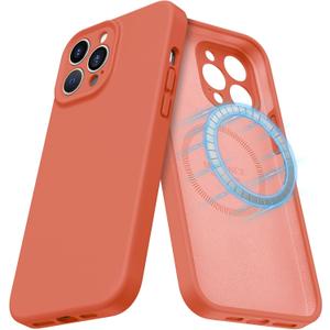 MCFANCE Magnetic for iPhone 13 Pro Case, Compatible with MagSafe, [Full Camera Protection] Anti-Scratch Microfiber Lining Phone Case, 6.1" 2021, Pink Orange