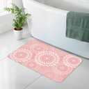 Boho Bath Mat Quick Dry Absorbent Bathroom Rugs Rubber Non Slip Thin Bathroom Mat Eco-Friendly Washable for Bathroom Floor, Tub and Shower, Sink, 20"×31.5"（Pink）