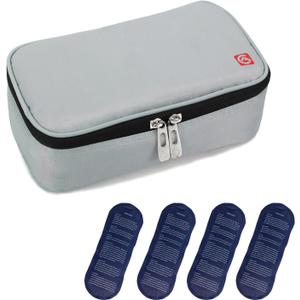 ALLCAMP Insulin Cooler Travel Case with 4 Ice Pack and Insulation Liner for Diabetic Organize Medication (9X 4.72x 3.14 inches) (Light Gray)