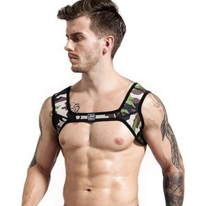 JOCKMAIL Men's Neoprene Harness with Elastic Shoulder Straps - Muscle Chest Harness (Camou)