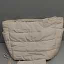 TOPDesign Puffer Tote Bag for Women, Lightweight Puffy Handbag with Compartments, Quilted Shoulder Bag for Work, Travel, Gym (Medium, Beige)