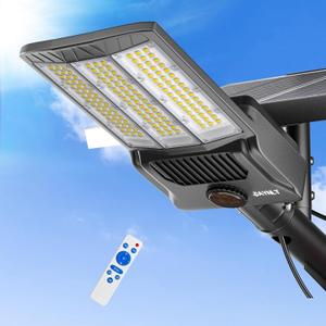 JAYNLT Y-9800W Solar Street Lights Outdoor, 750000LM 6500K High Powered Commercial Parking Lot Lights Dusk to Dawn, Waterproof Solar Security Flood Lamps with Remote for Driveways, Basketball Courts, Y-9800W/1 Pack