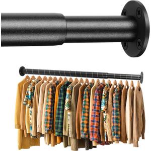 BaiNong Adjustable Closet Rods for Hanging Clothes 17 to 56 inch Black Heavy Duty clothes rod for closet, Laundry, Bathroom, RV Closet Organization and Storage