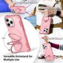 Designed for iPhone 16 Pro Case with Magnetic Stand [Military Drop Protection][Compatible with Magnet] Shockproof 16 Pro Phone Case with Ring Holder, Pink