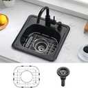 15 Inch Black Drop In Bar Sink-Bokaiya 15x15 Small Wet Bar Prep Sink Outdoor Rv 18 Gauge Stainless Steel Single Bowl Kitchen Sinks with Dish Grid