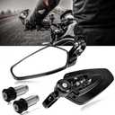 Black 7/8" Bar End Motorcycle Mirror Rearview CNC Motorcycle Mirrors Compatible With Honda GROM MXS125 CB500F Yamaha MT-03 MT-07 FZ-07 MT-09 MT-10 Z125 pro Z650 Z750 and More