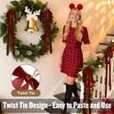 6 Pcs Burgundy Velvet Christmas Swag Bows 23.5x15.5 Inch, Rustic Large Velvet Christmas Staircase Wreath Bow, Pre-Tied Vintage Tree Topper Ribbon Bow for Outdoor Door Garland Wall Home Decorations