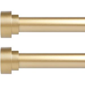 2 Pack Gold Curtain Rods for Windows 30 to 42 Inch(2.5-3.5ft), 1 Inch Diameter Heavy Duty Curtain Rods, Adjustable Curtains Rod, Modern Decorative Drapery Rod, 30-42" Brass Gold