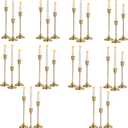 10 Sets Candle Holder Brass Metal Candlestick Holders -Vintage Modern Metal Taper Candle Holders, Decorative Centerpiece for Table Mantel, Wedding Kitchen Home Decor, Wedding Gift,30Pcs