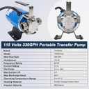 Pump with Hose, 115V 1/10HP 330GPH Power Water Pump Transfer Drain Pump, with Suction Hose Kit