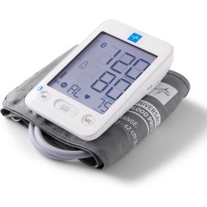 Medline Bluetooth Blood Pressure Monitor, Universal Upper Arm Cuff, Digital LCD Display, Health App Integration, Stores Up to 120 Readings, Carrying case and Batteries Included