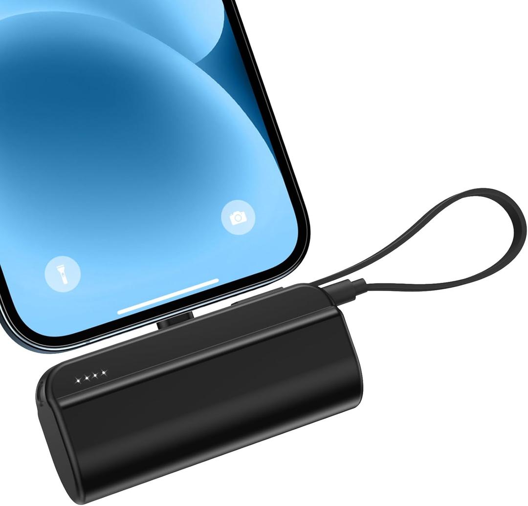 5000mAh Mini Portable Charger Power Bank Compatible with iPhone 14/13/12/11/XR/XS/X/8/7/6, MFi Certified Ultra-Compact 20W PD Fast Charging Small Cute Battery Pack(Black)