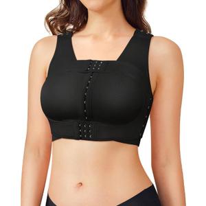 BRABIC Front Closure Post Surgical Compression Everyday Bra for Women Mastectomy with Removable Breast Support Band, L