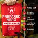 Prepared Hero Emergency Fire Blanket - 2 Pack - Fire Suppression for Kitchen, 40 x 40 Fiberglass Fire Blanket for Home