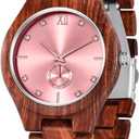 Men's Handmade Wooden Watches Mens Lightweight Analog Quartz Wood Mens Wrist Watch (red)