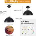 Black Pendant Lights Kitchen Island 2 Pack, 11.8 inches Dome Pendant Light Fixtures, Farmhouse Pendant Light, Modern Pendant Lights for Kitchen Island Dining Room Bedroom