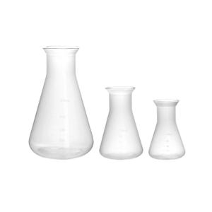 QWORK Erlenmeyer Flask, 3 Pack Clear Scale Plastic Conical Flask for Laboratory School Educational Learning Standard Capacity 50ml+100ml+500ml
