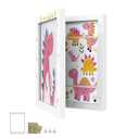 SONGMICS Kids Artwork Frame Changeable, A4, 8.5x11 Art Picture Frame Display for Room Decor, Each Storage up to 150 Drawings, with Mat, Stickers, Non-Trace Nails, MDF, Glass, Matte White URPF052W01