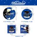 Gatherfun Graduation decorations 2026 Blue Graduation Party Plates and Napkins Disposable Paper Plates Luncheon Napkins for Congrats Grad Party Decorations, Serve 50