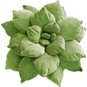 3D 17" Green Succulent Pillow | Hand-Stitched Flower Pillow for Bedroom, Living Room, and Nursery | Cozy Decorative Leaf Throw Pillow