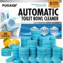 PUGAIQI Automatic Toilet Bowl Cleaner Tablets,Blue toilet seat, Descale & Deodorize, Septic-Safe, Continuous Cleaning, Fresh Scent, Drop-In Tank Cleaner effective to use Works with Toilets 50 Pack