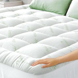 Ultra Soft Full Size Mattress Topper - Viscose Made from Bamboo Pillow Top Mattress Pad for Back Pain Relief - Naturally Cooling for Hot Sleepers, Green