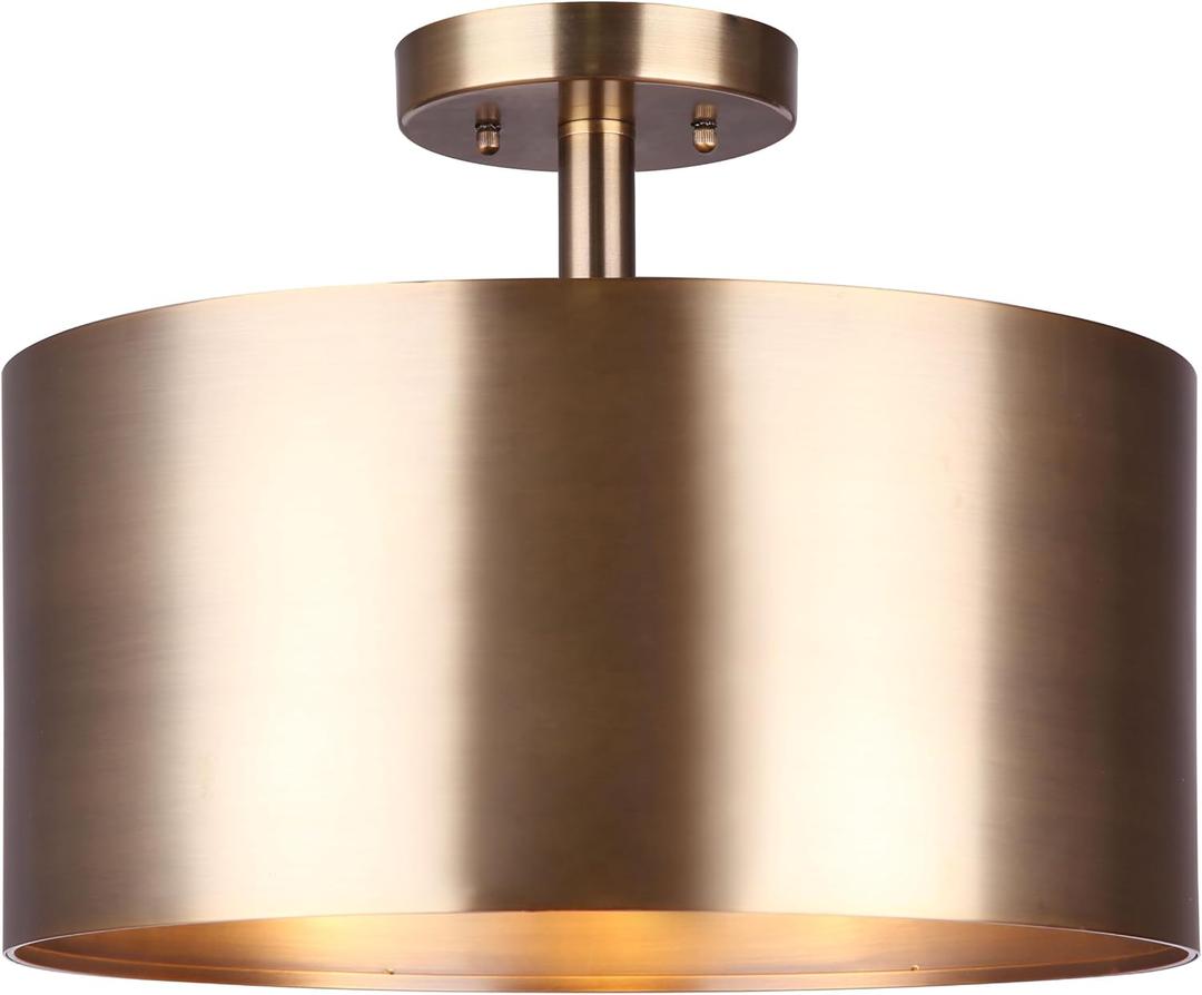 Canarm Lola 3-Light Semi-Flush Mount Ceiling Light, 15-Inch Gold Finish, Used 60W Bulbs, Easy Installation, Contemporary Lighting for Bedroom or Living Room