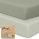 2-Pack Mini Crib Sheets Fitted - 38x26 Pack N Play Sheets for Pack and Play Mattress, Organic Cotton, Soft & Breathable Playard Bedding, Neutral Mini Toddler Bed Cover for Boys, Girls (Lichen)
