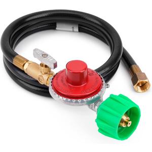 Stanbroil 48 Inch 10 PSI High Pressure Propane Adjustable Regulator Valve Hose Assembly - QCC1 x 3/8" Flare Swivel Fitting
