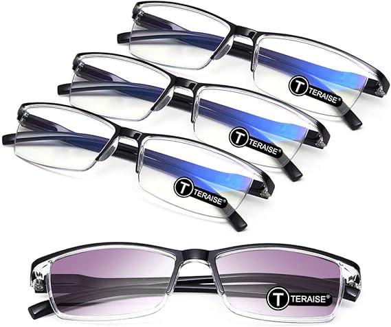 TERAISE Fashion Anti-blue light Reading Glasses Men Women Computer Reader +2.50 4Packs