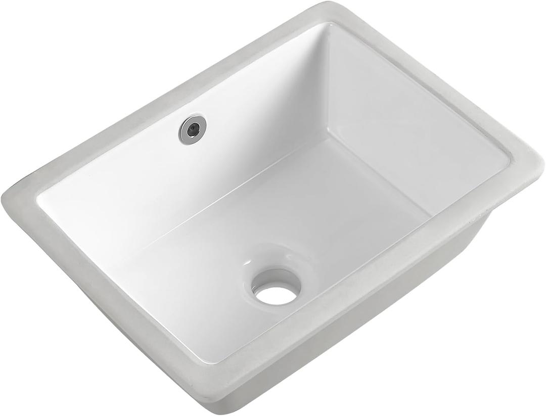 16 Inch Undermount Bathroom Sink Small Rectangle Undermount Sink White Ceramic Under Counter Bathroom Sinks with Overflow (15.70"x11.69")