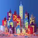 15 Pcs Hero Party Favor Boxes Skyscraper 3D City Box Skyline Buildings Heroes Candy Goodies Boxes Hero Theme Centerpiece Decorations Birthday Party Supplies (Fresh Color)