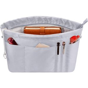 Vercord Purse Insert Organizers for Tote Handbag Bag in Bag with Zipper Liner Bag Organizer for Women 14 pockets