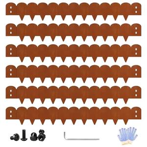 Cor-Ten Steel Landscape Edging – 8" Tall x 40" Long (6-Pack, 20FT Total) | Rustic Bendable Metal Garden Edging for Lawn, Yard & Patio | Heavy Duty Scalloped Edges – DIY Landscaping Edging