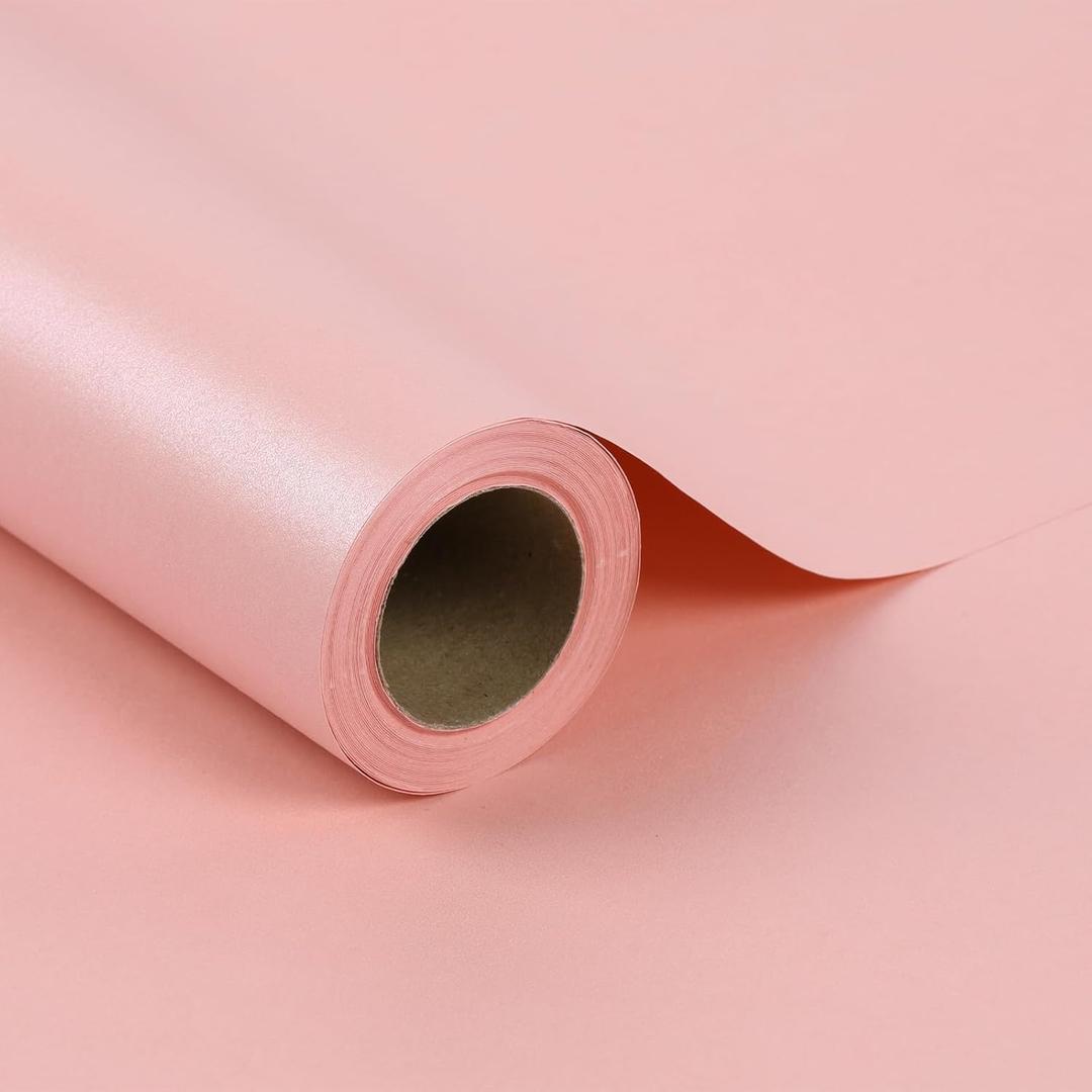 LaRibbons Pink Wrapping Paper, 30 Inch x 33 Feet (82.5sq.ft) Solid Color Pearly-Lustre Paper, Gift Wrapping Paper Rolls for Wedding, Valentine's Day, Birthday, Bridal Shower, Baby Shower