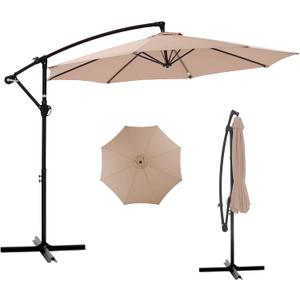 NEWBULIG 10FT Patio Umbrella, Offset Cantilever Outdoor Patio Table Umbrella, UV Protection, Fade Resistant Fabric, Easy Tilt Adjustment for Pool, Deck, Garden, Backyard (Khaki)