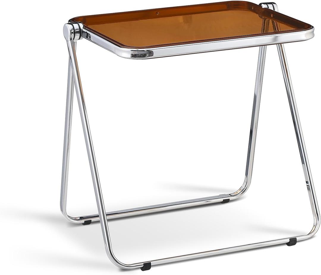 Acrylic Folding Table TV Tray Small Side Table - Tawny, 27.56" x 19.69" x 27.56"