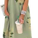 ANRABESS Women Casual Loose Sundress Sleeveless Split Maxi Long Beach Shirt Dress Travel Vacation 2025 Summer Outfits (Large, Floral Pea Green)