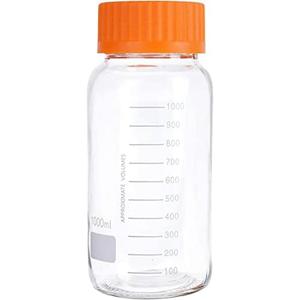 Basstein Lab Media Storage Reagent Wide Mouth Bottles Graduated GL80 Screw Cap Leakproof Multi-Purpose for Scientific |(Orange,1000ml)