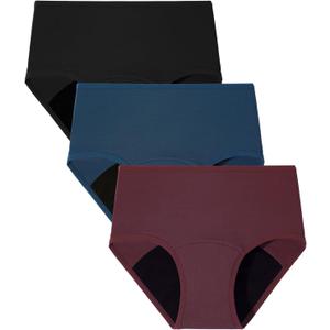 BAMBOO COOL Womens Period Underwear High Waisted Leakproof Postpartum Maternity Panties Soft Breathable Absorbent,3 Pack (XL)