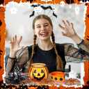 3 Set Halloween Pumpkin Candle Holders DIY Halloween Decorations Set Include Grimace Tealight Votive Candlestick Holders, LED Candle, Witch Hat, Spider, Ribbon to Create a Thrilling Atmosphere