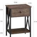 VECELO Nightstands Set of 2, Modern Bedside End Tables, Night Stands with Drawer and Storage Shelf for Living Room Bedroom, Industrial Metal Frame