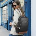 CLUCI Leather Backpack for Women 15.6 inch Laptop Backpack Purse Computer Backpack for Travel Airplane Casual Daypack Beige with Brown